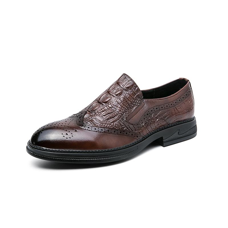 

Dress Shoes Crocodile Vintage Fashion Men Formal Casual Leather Business Wedding Loafers Designer Brogue Office ShoesDress, Black