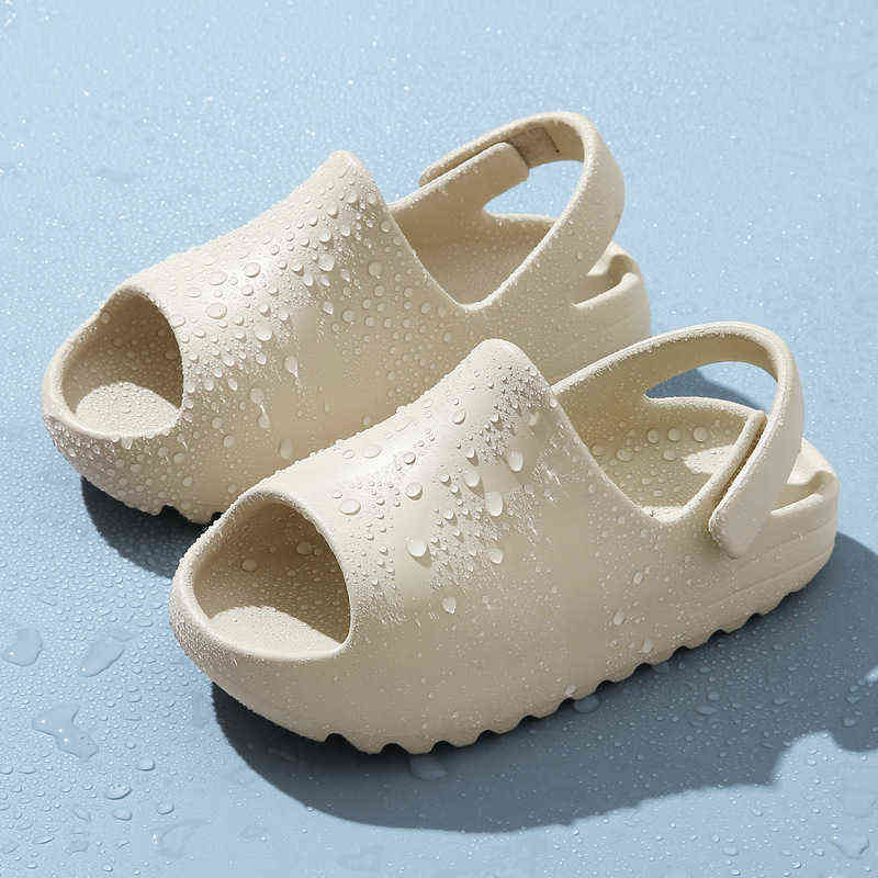 Sandales de planche à laver pour enfants d'été une étape boucle couleur unie fond épais chaussures trou de noix de coco grande taille