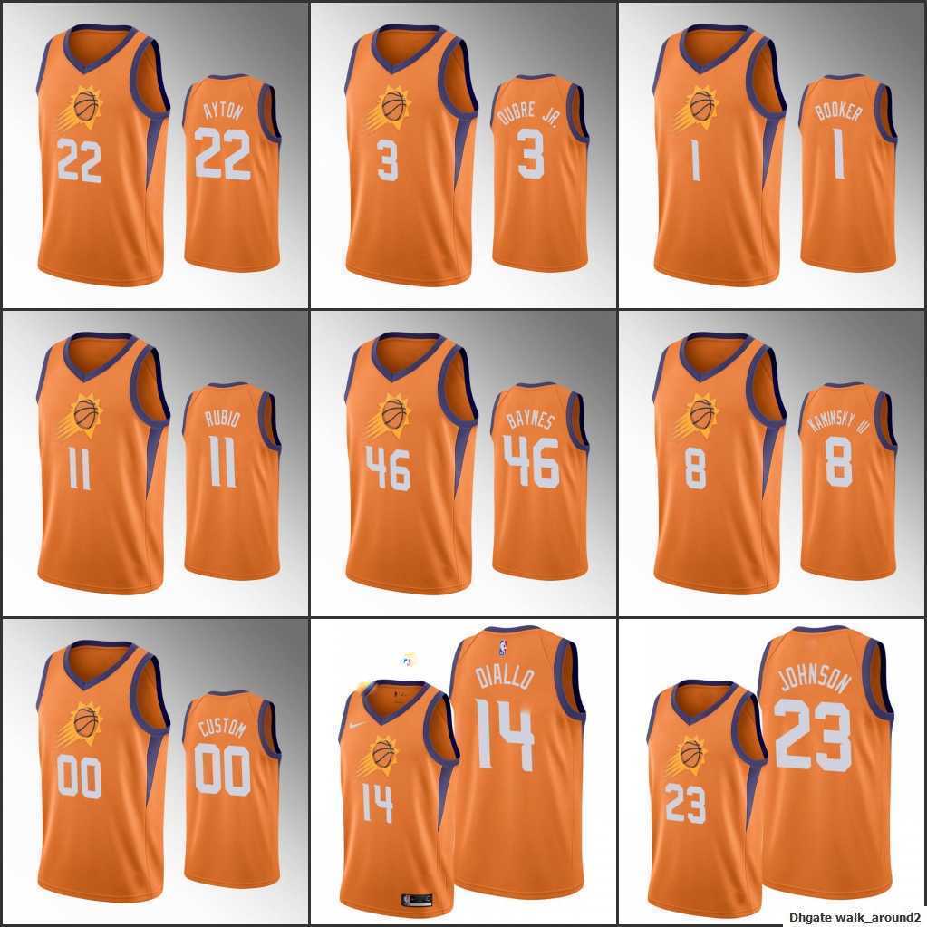 

Screen Print Phoenix''Suns''Men Deandre Ayton Devin Booker Kelly Oubre Jr. Ricky Rubio Orange Statement Custom 75th''nba''jerseys