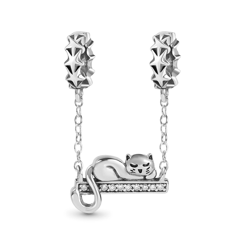 925 Perles de charme en argent enveloppe la pendée de chat endormie Fit Pandora Charms Bracelet Bijoux Bijoux Accessoires