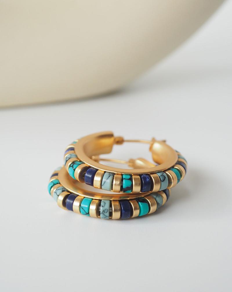 

Hoop & Huggie Vintage Elegant Color Stone Earrings For Women Fashion Jewelry Accessories Good QualityHoop