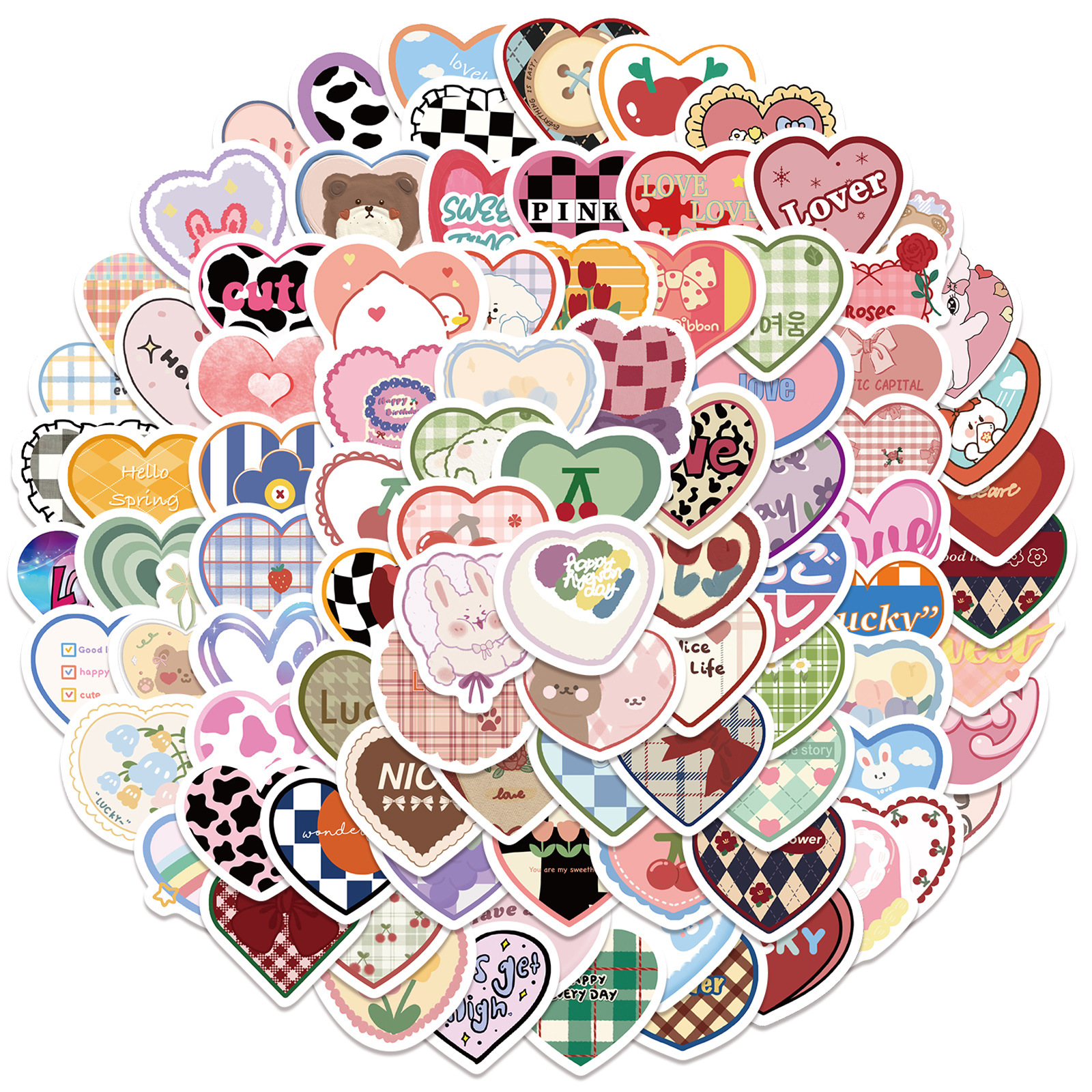 100pcs / Lot Amour Forme Graffiti Autocollants Étanche No-Duplicate Autocollants Guitare Vélo Valise Bouteille D'eau Casque Voiture Stickers Enfa