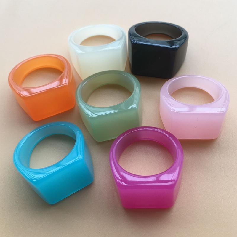 

Wedding Rings US Size7 Multicolor Designer Square Resin Wholesale Women Acrylic Bands Pink Ring Party Jewelry BulkWedding
