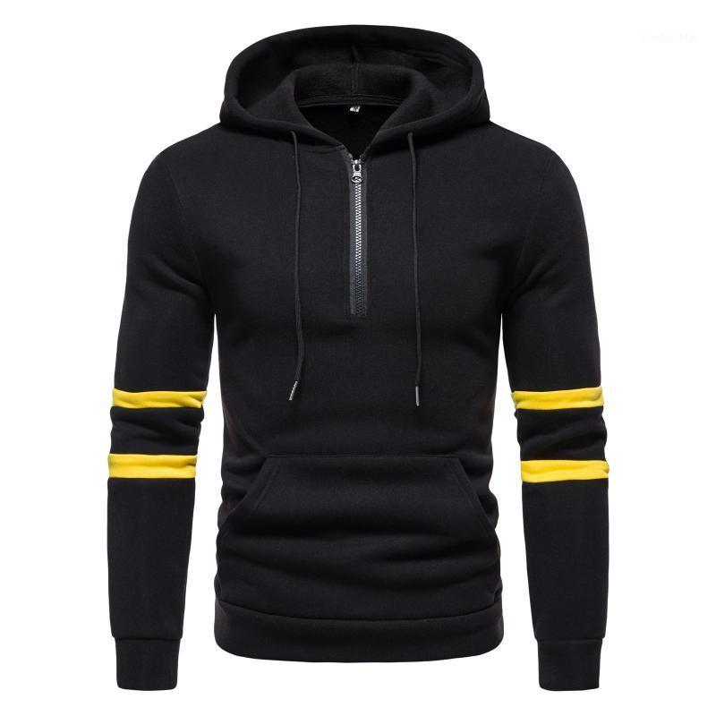

Men' Hoodies & Sweatshirts Zipper Casual Patchwork Sleeve Blouse Long Hooded Tops Fashion Drawstring Hoodies#8, Black
