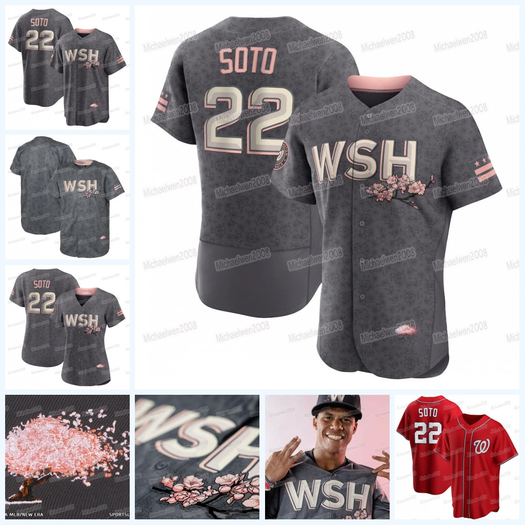 

22 Juan Soto Washington 2022 City Connect Jersey Stephen Strasburg Nationals Nelson Cruz Victor Robles Cesar Hernandez Ryan Zimmerman Josh Bell Luis Garcia, Men cool base