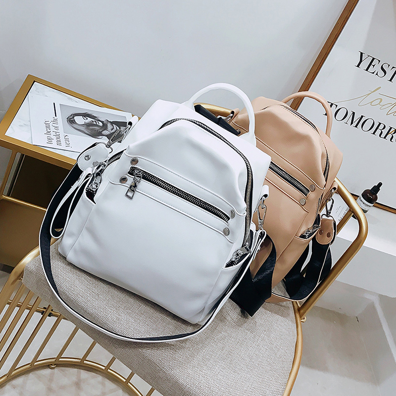 

Backpacks Style Women Cross Body Shoulder Bags High Quality Leather Small Fashion Girls Children School Bags Lady backpack Travel HandBag Black 6817, White