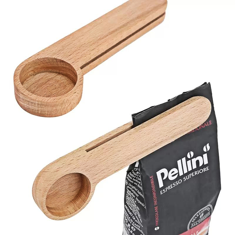 

Durable Wood Spoon with Bag Clip Ground Tea Coffee Bean Scoop Portable Bags Seal Powder Measuring Tools 0428