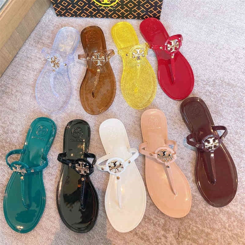 Burchs Torys Designer Slipper Summer Jelly TB Chaussures Sandales pour femmes confortables à fond plat en mer de la mer Sangarde de plage antidér