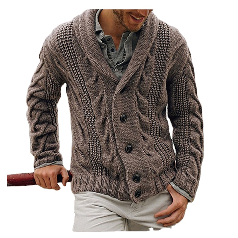 

Fall And Winter New Casual sweater Acrylic Knit Lapel Neck Mens Single Breasted Button Cardigan Sweaters Coat Oversize Sweater, Blue