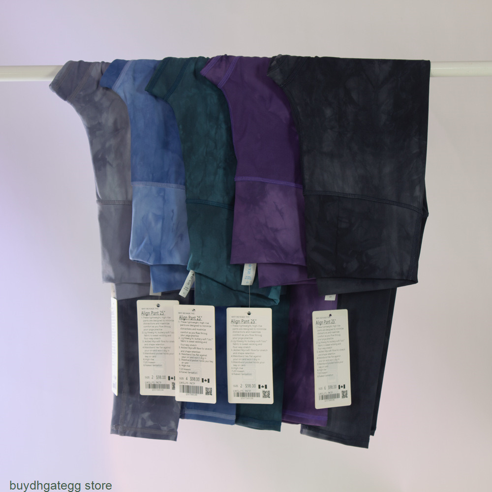 

2022 Classic 2.0 Fashion Fitness Brand Lu's Women's Leggings Running Street Yoga Align Stretch Sports High Waist Trousers Nine Minutes Tie-dyed 2i88, Sky blue