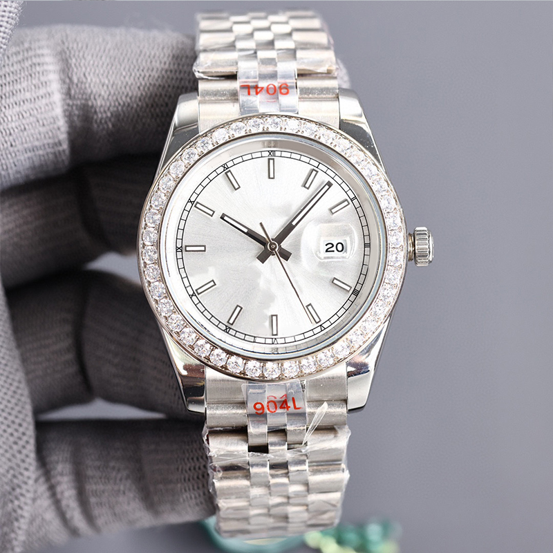 

41mm Watches men's 36mm couple automatic wristwatch machinery fashion women's 904L stainless steel strap with Diamond white Dial ST9 folding buckle waterproof gift