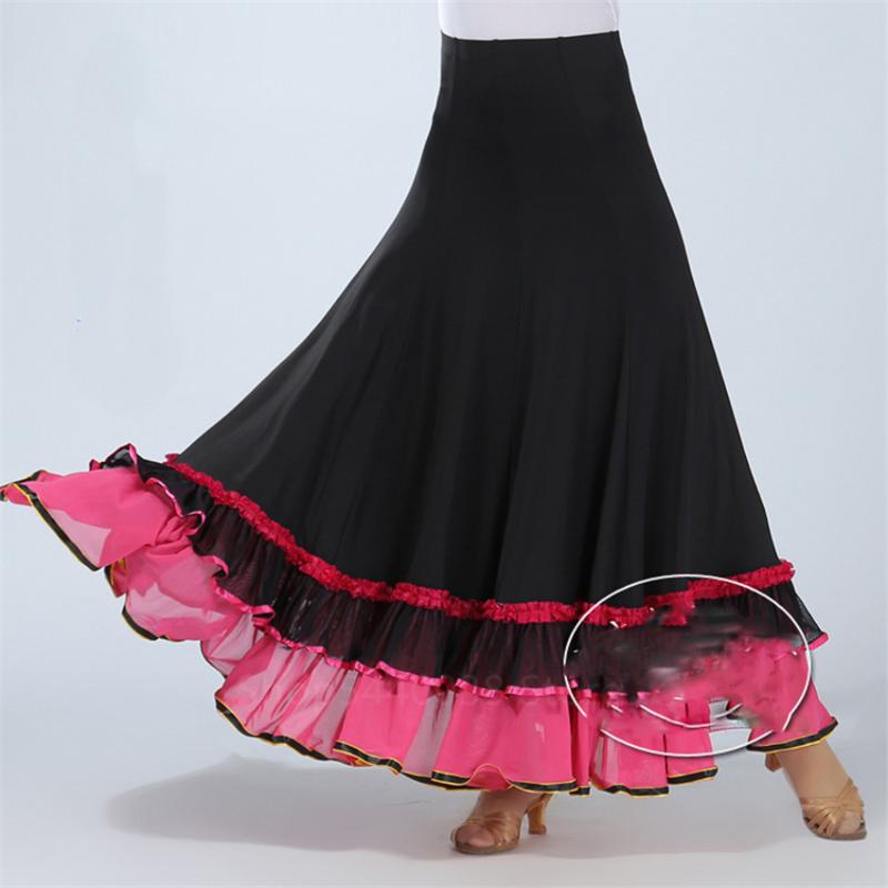 

Stage Wear Flamenco Dance Skirt Spanish Gypsy Women Girls Costume Modern Practice Ballroom Dress Ruffle Competition Performance MaxiStage, Color1