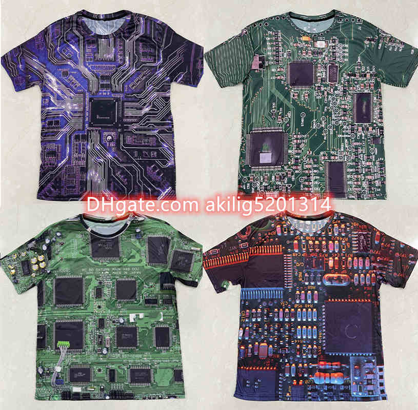 

2021 Electronic Chip Hip Hop T Shirt Men Women 3D Machine Printed Oversized T-shirt Harajuku Style Summer Short Sleeve Tee Tops Size M-5XL, White;black