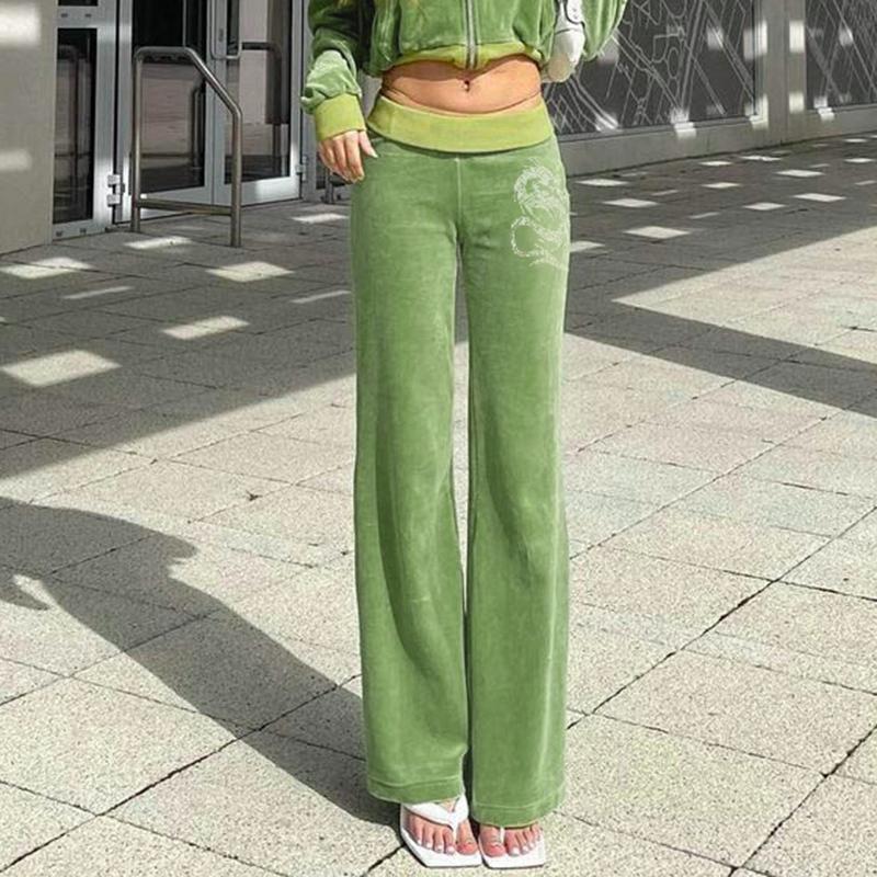 

Women' Pants & Capris Tracksuit Velvet Women Drawstring High Waist Trousers Casual Baggy Wild Streetwear Sweatpants Green, Light green