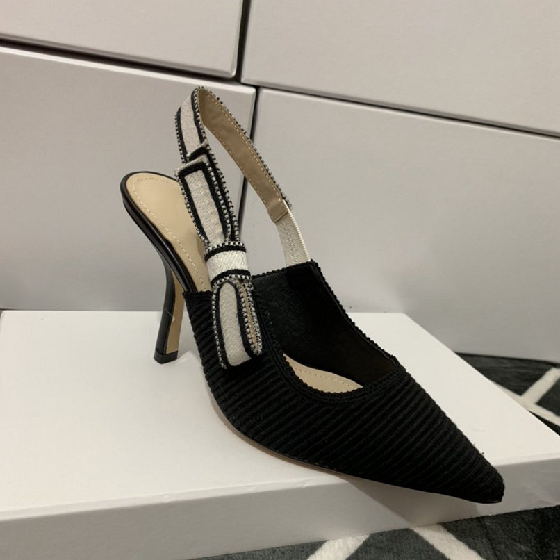 

Classic High Heel Sandals Gladiator Leather Summer Women Stiletto High Heels Fashion Sexy Letter Cloth Ladies Webbing Pointed Toe Shoes Large Size 34-41, 19