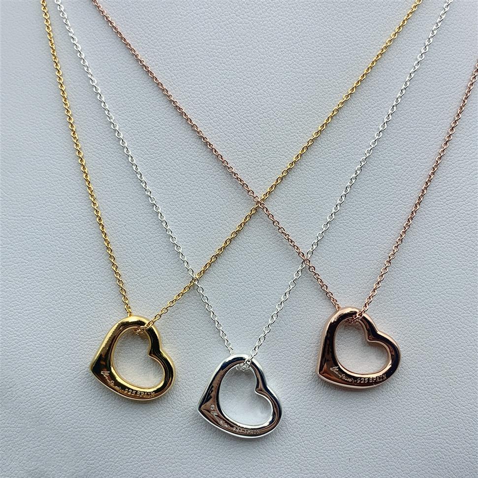 

Original logo gift box 925 Silver Classic lover Pendant Necklace Double-Hearts Pendant women's fashion jewelry Designer 11 h211H