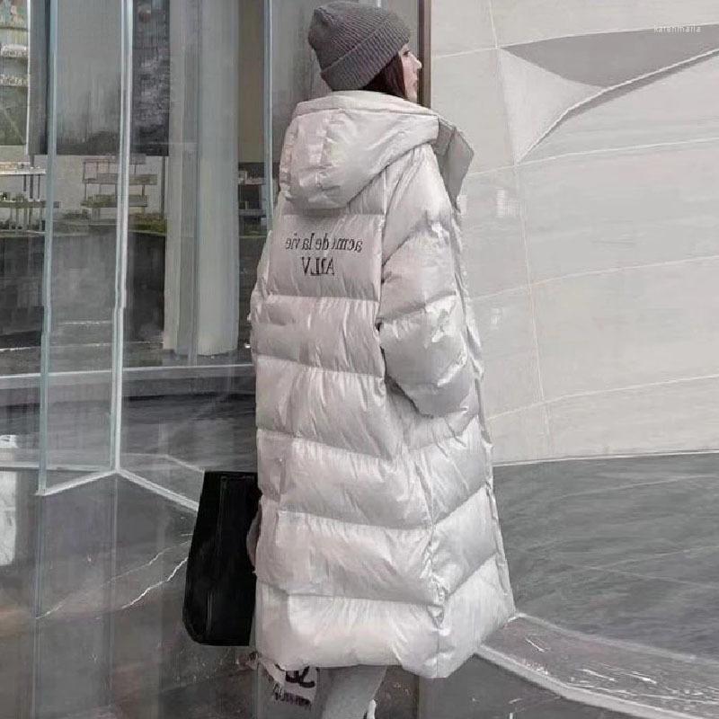 

Women's Down & Parkas 2022 Winter Loose Hooded White Duck Coat Female Thick Jacket Long Overcoat Parka Korean Warm Jackets Kare22, Gray
