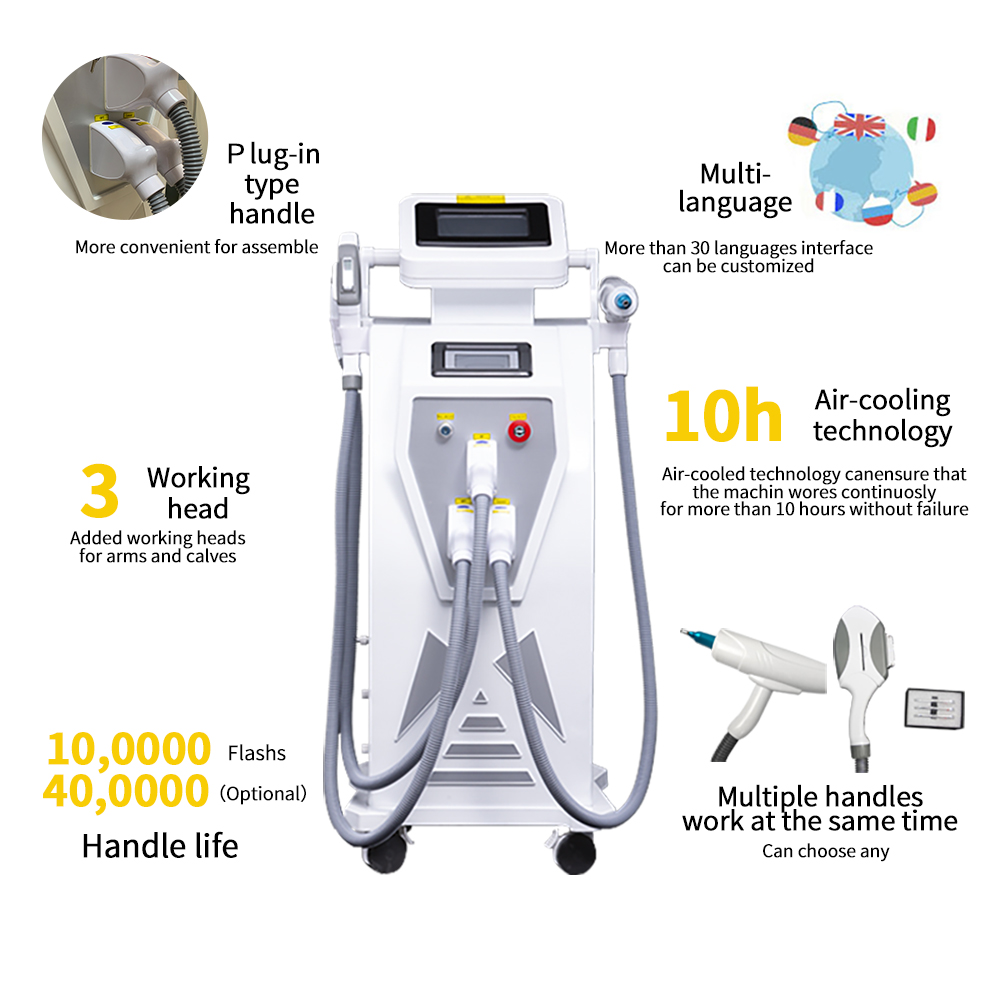

Double Screen 3 In 1 OPT IPL Lazer Permanent Hair Remover Machine Nd Yag Lazer Tattoo Remover Skin Whitening Laser Epilator