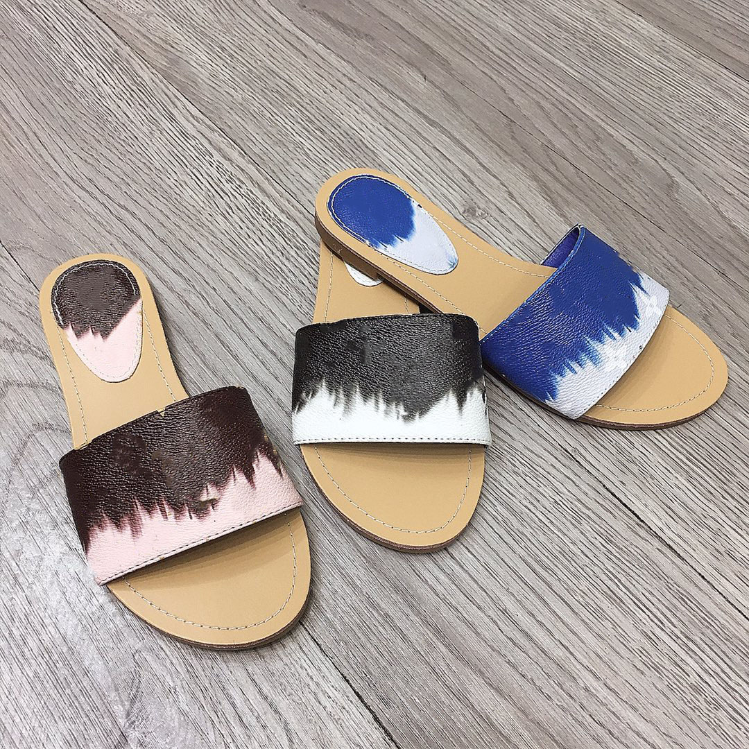 

2023 Women slides luxury Sandals Slippers soft Leather Summer Flat fashion Slipper beach woman Big head letters Slippers Size 36-42, 01