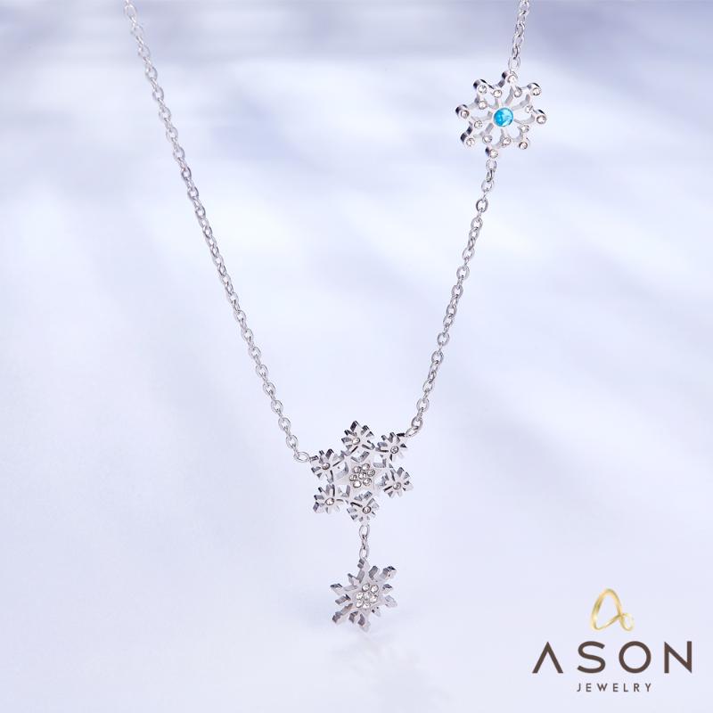 

Pendant Necklaces Pandent Necklace Silver Color Stainless Steel Three Snowflake Accessory Cubic Zirconia Trendy For Women PartyPendant