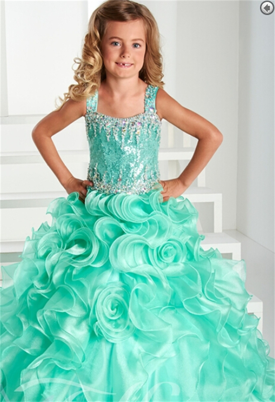 

Wholesale Kids Party Princess Prom Dresses Organza Long Halter Beads Ball Gown Pageant Dress Flower Girls Dress Birthday gowns, Hunter