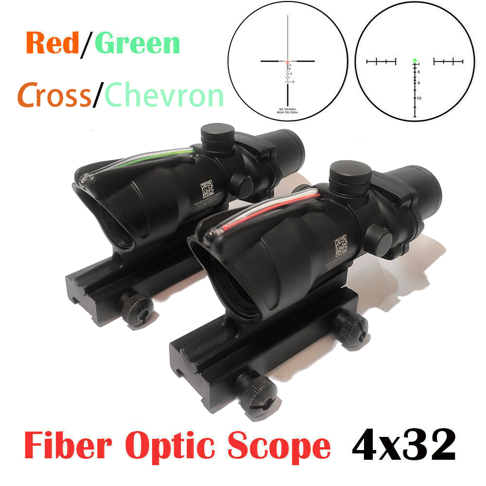 

Trijicon Scope ACOG 4X32 Style Real Fiber Optic Red or Green Illuminated Sight