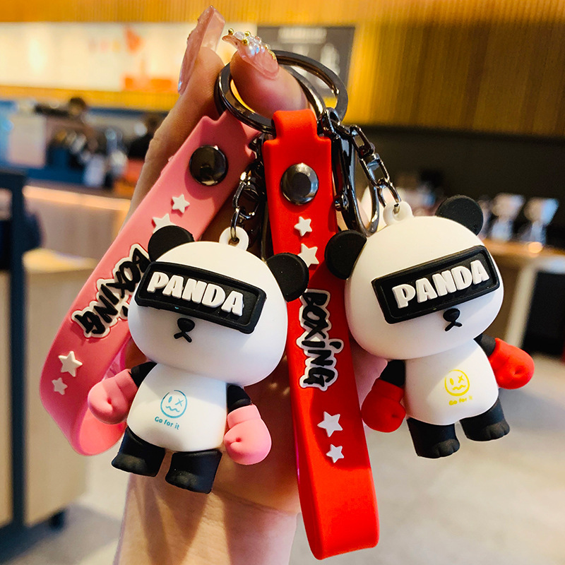

2022 Popular Fashion llaveros Silicone Key Ring Chain Shellhard Cute Cartoon Panda Bag Pendant Keychain Keyring