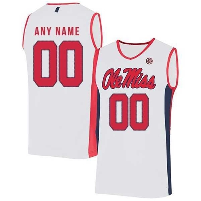 

Sj98 Custom Ole Miss Rebels Basketball stitched Jerseys Terence Davis Shon Robinson Sammy Hunter Luis Rodriguez KJ Buffen Khadim Sy, White