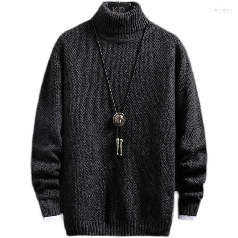 

Men's Sweaters Turtleneck Men Solid Pullovers Winter Knitted Sweater Black Gery Warm Clothing Time22