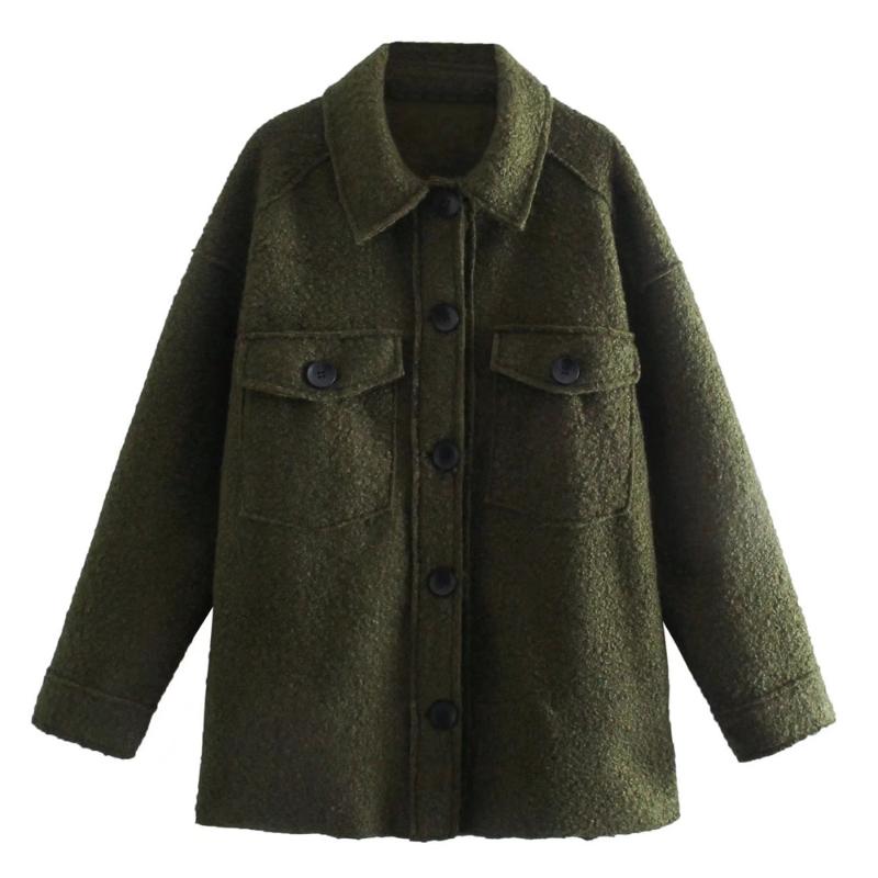 

Women's Jackets Women Fashion With Pockets Soft Oversized Jacket Coat Vintage Long Sleeve Button-up Female Outerwear Chic Overshirt, As picture