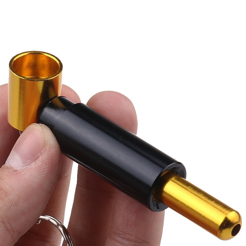 Small Smoking Pipe with Keychain Battery Shaped Tobacco Pipes Bong Portable Metal Burner for Smoking Herb Men Gift Pendant-image-1097651620