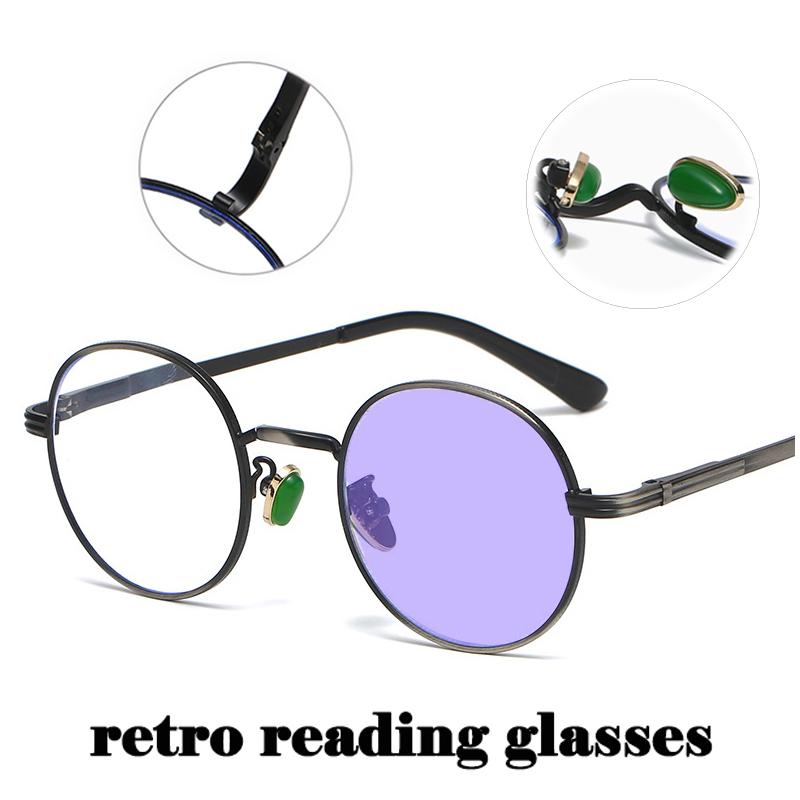 

Sunglasses Retro Round Frame Anti Blue Light Reading Glasses Men Ultralight Metal Optical Computer Goggles Women Clear HD ReaderSunglasses