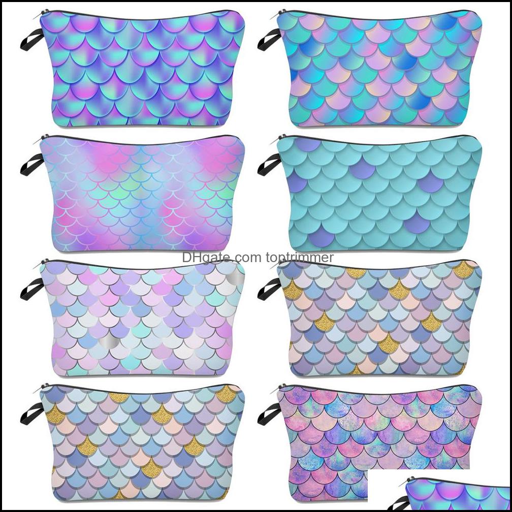 

Other Health Beauty Items Cosmetics Bags 3D Scale Print Makeup Bag Toilette Mandala Turquoise New Neceser Organizer Dh6Pc