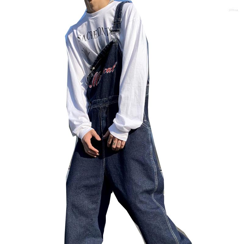 

Men' Jeans Print Men' Loose Working Clothing Pockets Cargo Blue Bib Overalls Straight Pants Jumpsuits CoverallsMen