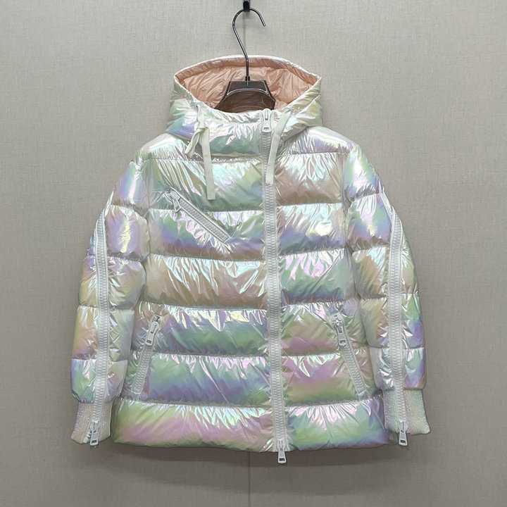 

Designer Womens Down Coats Jacket Thicken Winter Fashion Warm Jacquard Nylon Stitching Coat Hood Drawstring Letter Two Different Styles, Customize