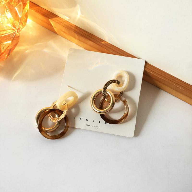

Stud Bilandi S925 Needle Trendy Jewelrly Drop Earrings Selling Popuar Style White Brown Multi Circles Dangle For WomenStud