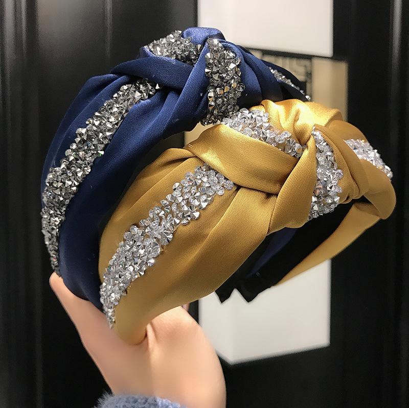 

Hair Clips & Barrettes Korean Style High-end Accessories Fabric Diamond-studded And Knotted Headband Simple Fashionable Rhinestone HeadbandH