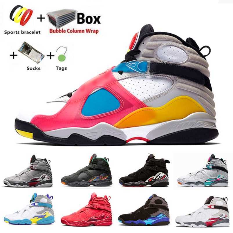 

With Box Multi-Color Jumpman 8 VIII 8s men Basketball Shoes Aqua Reflective Quai 54 Raid Three Peat South Beach Chrome Valentine's Daymens, Color#15