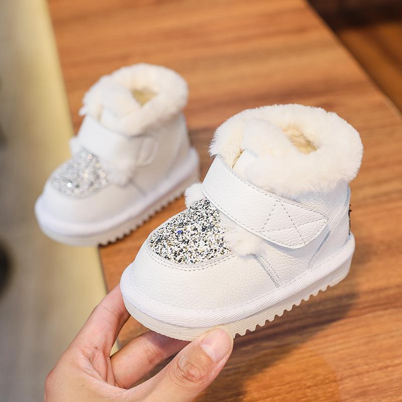 

Athletic & Outdoor Winter Children's Leather Shoes For 1-2 Years Old Boys Girls Baby Snow Boots Fur Plush Thickened Toddler Anti-slip FlatsA, White