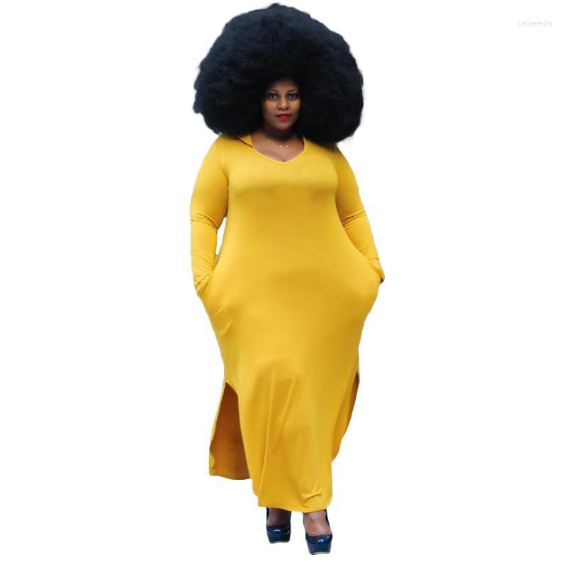 

Plus Size Dresses Yellow Hoodie Full Sleeve Maxi Dress With Pocket One Piece Outfit Casual Holiday Wear Chic Autumn Clothing 4XLPlus Jasp22, Wine red