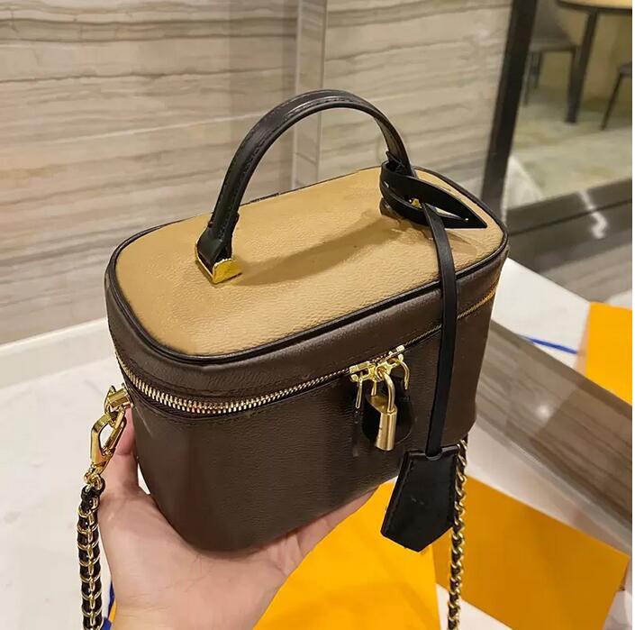 Fashion Ladies Vintage Calfskin Leather Camera Cosmetic Bag Handbag Handbag Plaid Chain Crossbody Shoulder Presbyopia Famous Luxury Designer Wall