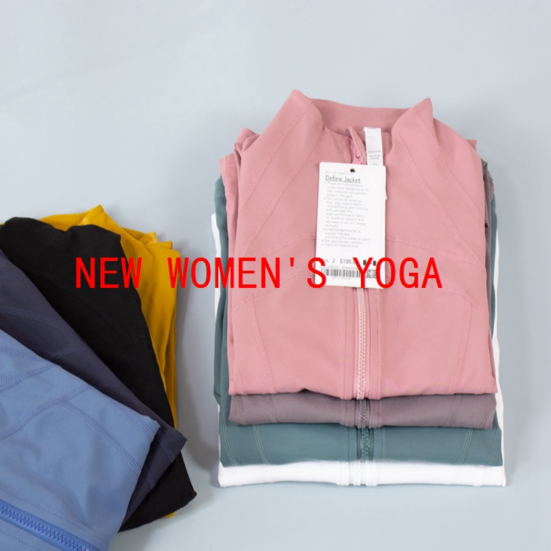 

Women Yoga Clothes Top Slim lu Yoga Running Fitness Zipper Stand Collar Slim Fit Long Sleeve Sports Training Quick Dry Jacket LULULEMEN, 019