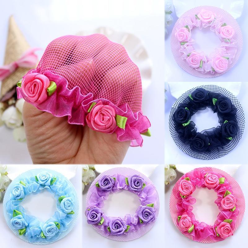 

Hair Accessories Cute Flower Girls 1PC Bun Nets Adjustable Kids 5 Colors Ballet Dance Grade Examination Elastic Hair-net, Black