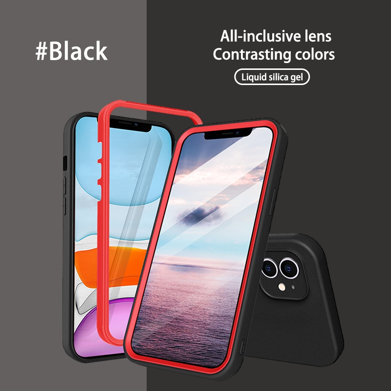 

2 in 1 Full Body Mobile Phone Cases For Iphone 13 Pro Max 12 11 XS MAX XR XS/X 6 6s 7 8 Plus camera lens protection Shockproof Soft Silicone Protective Back Cover, Green