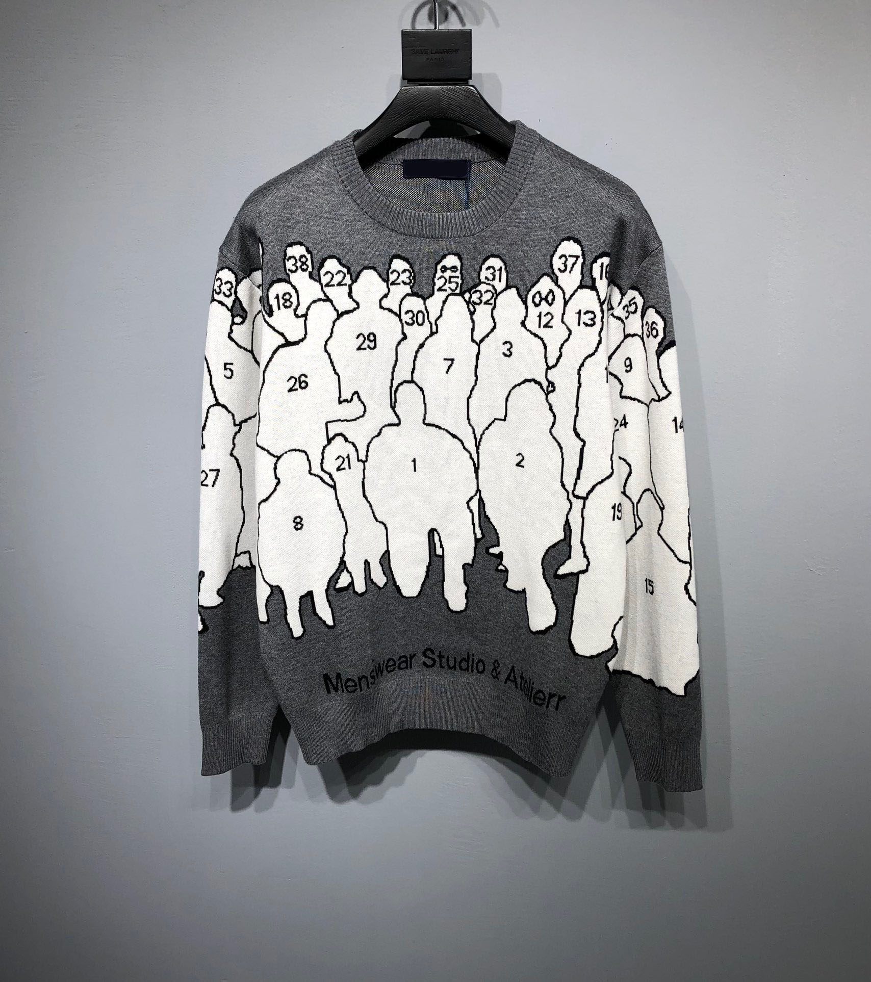 

New AOP jacquard letter knitted sweater in autumn / winter 2022acquard knitting machine e Custom jnlarged detail crew neck cotton rdE3ws, Gray