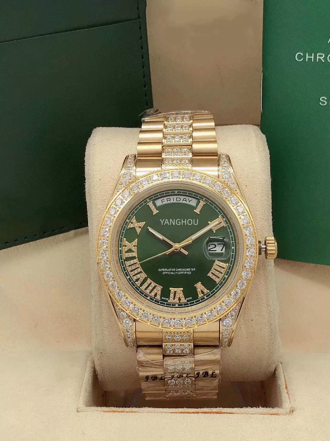 

Automatic mechanical watch AAA+ quality size 41mm hand-inlaid Roman diamond waterproof sapphire scratch resistant glass fashion star's choice blue face watches, 14