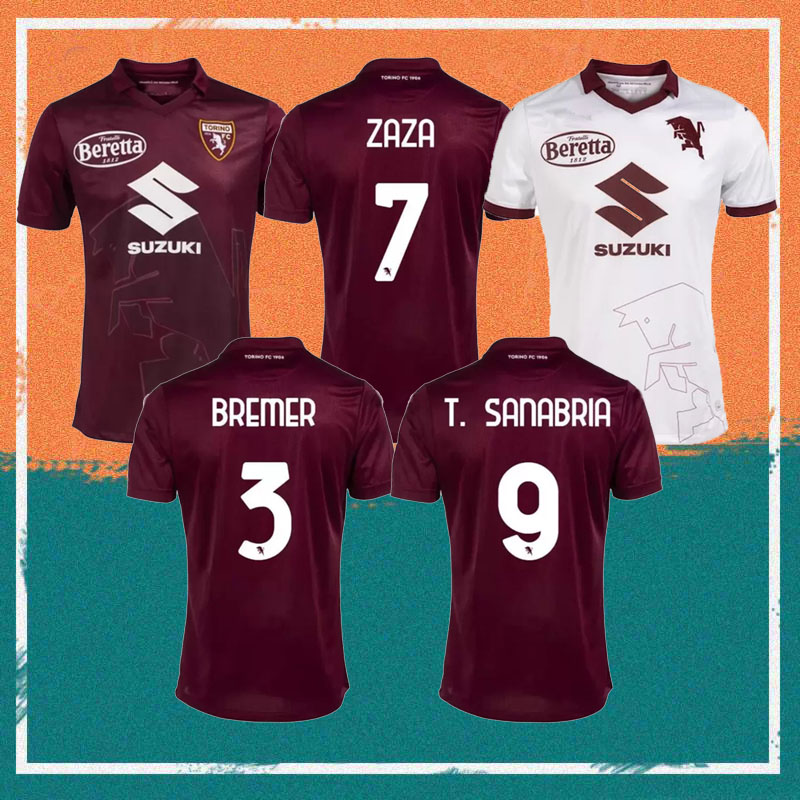 

2022 Torino Soccer Jerseys 22/23 Home #9 BELOTTI #10 LUKIC Shirt Away #11 PJACA #14 BREKALO #19 T. SANABRIA football Uniform, Home patch