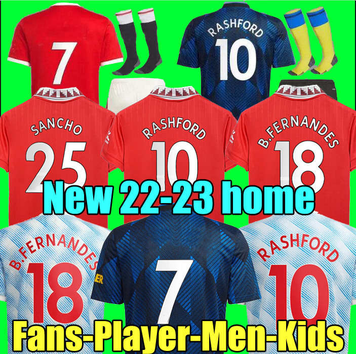 

21 22 23 SANCHO soccer jerseys PLAYER #7 Fans Player version BRUNO MANS UTDS FERNANDES LINGARD POGBA RASHFORD football shirt 2022 2023 men k, Player away