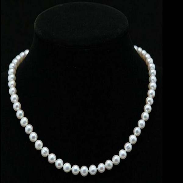 

Genuine 7-8mm Natural White Akoya Freshwater Pearl Necklace 18"