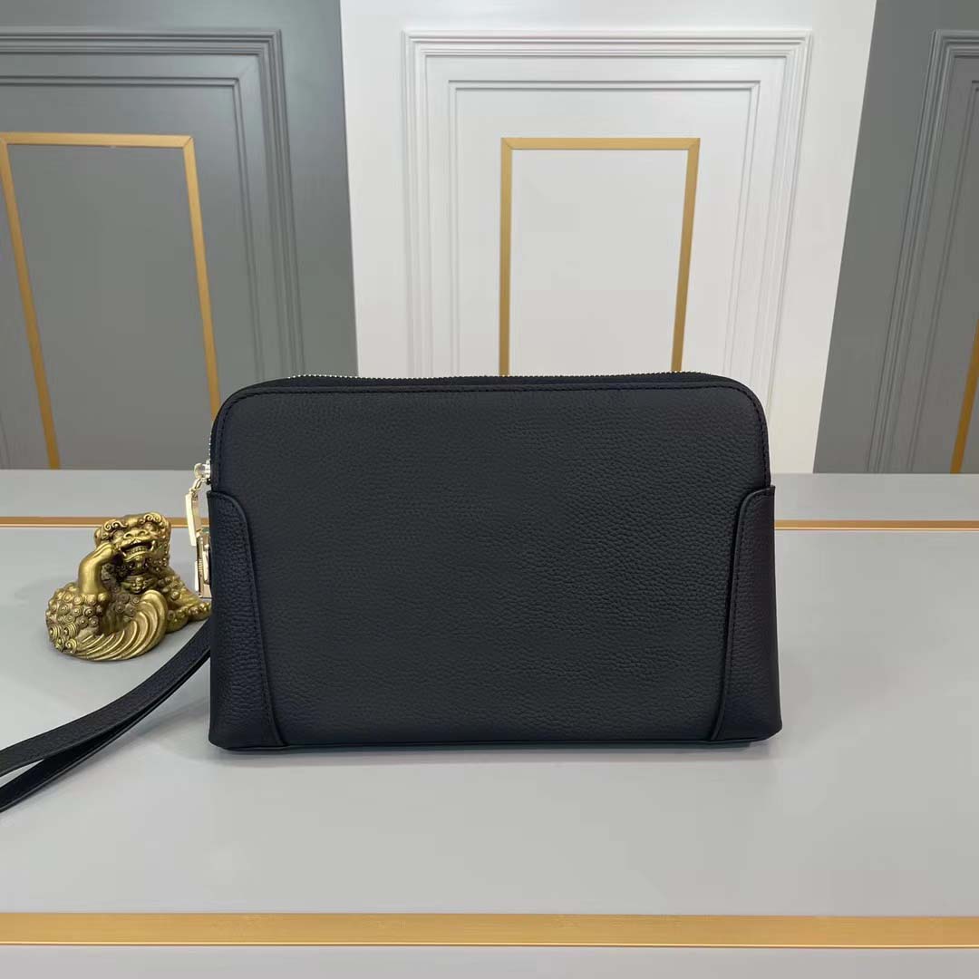 

Top High Quality Men Bag Clutch Bags Letter Pattern Fashion Designer Logo Tote Bagss Fashion Portable Metal Decorative Handbag wallet, Black
